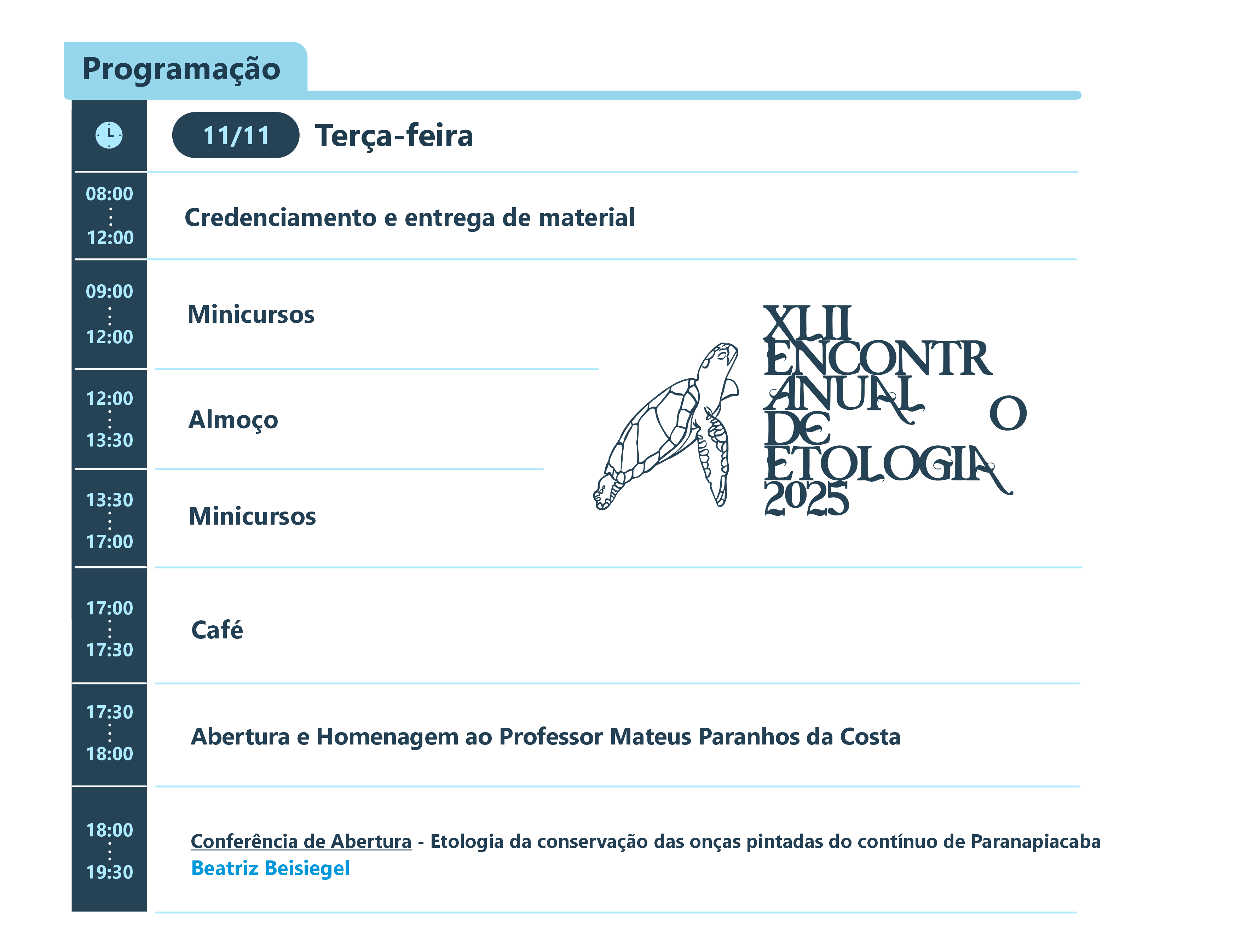 Programação do dia 11 de novembro